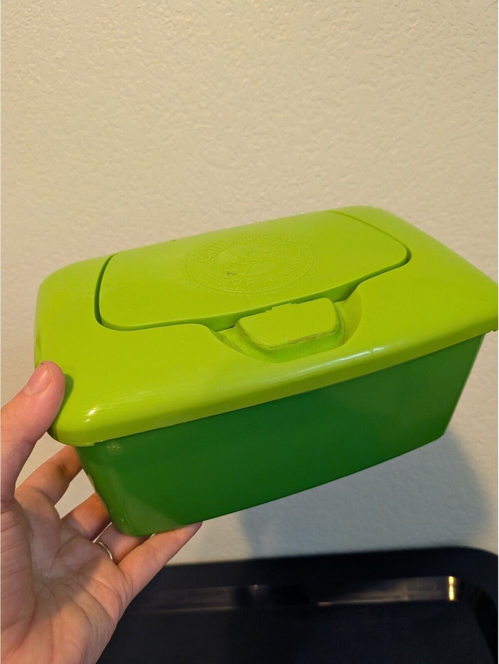 Comforts For Baby Green Wipe Container With Pop Up Lid And Good Rubber